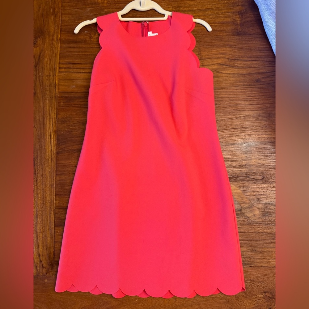 J. Crew Coral Scalloped Edge Formal Dress